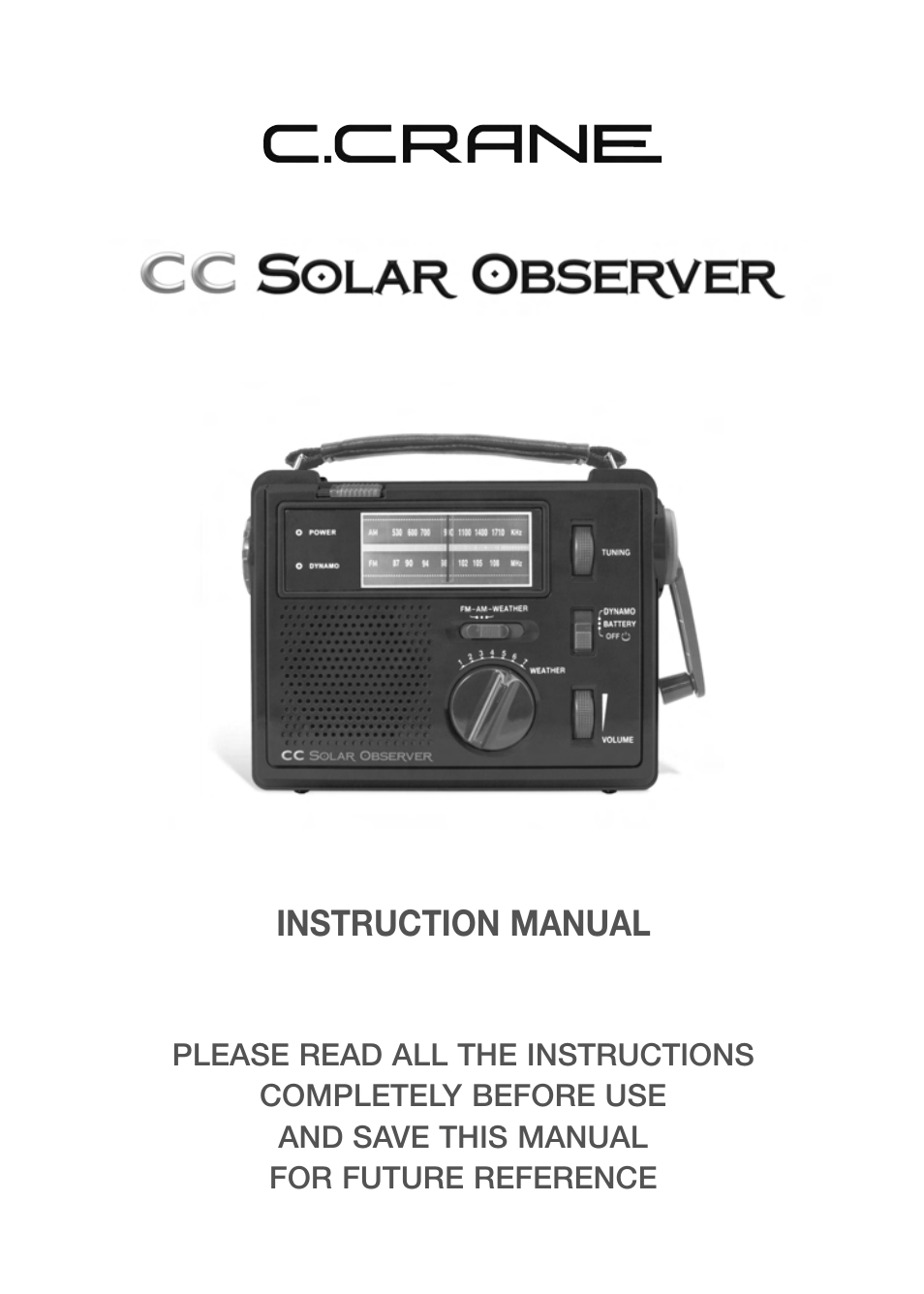 C. Crane CC Solar Observer Radio User Manual | 12 pages