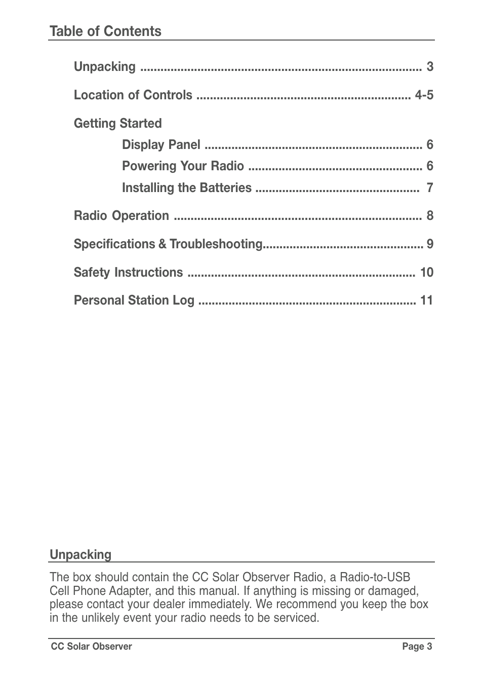 C. Crane CC Solar Observer Radio User Manual | Page 3 / 12