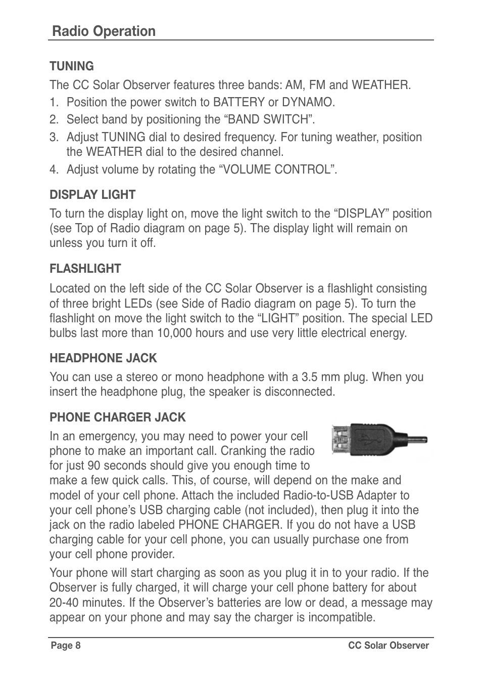 Radio operation | C. Crane CC Solar Observer Radio User Manual | Page 8 / 12