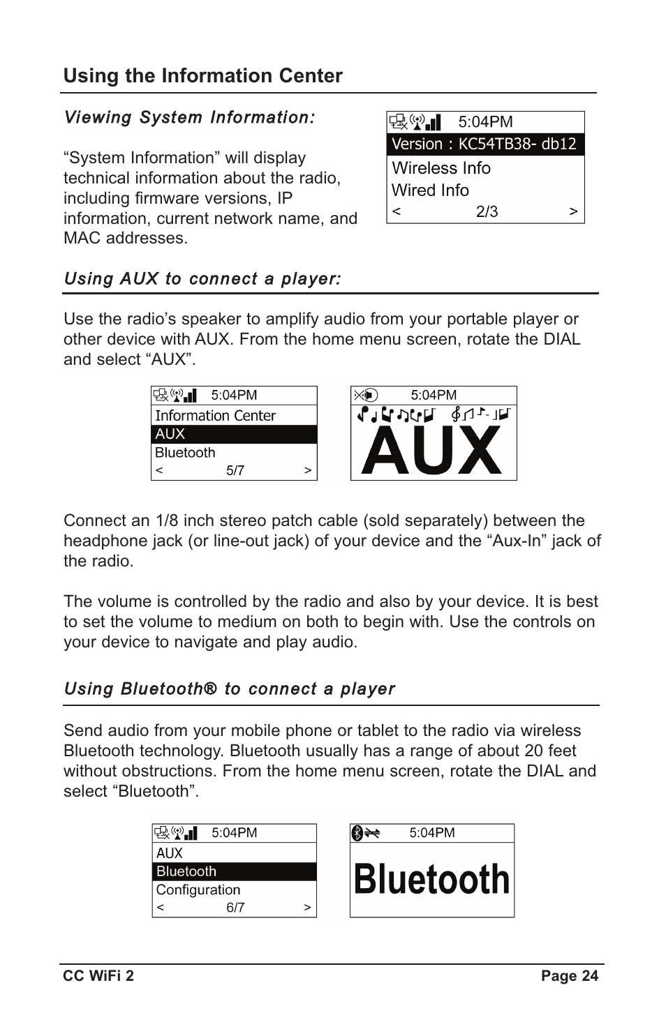 Using the information center | C. Crane CWF2WR User Manual | Page 24 / 35