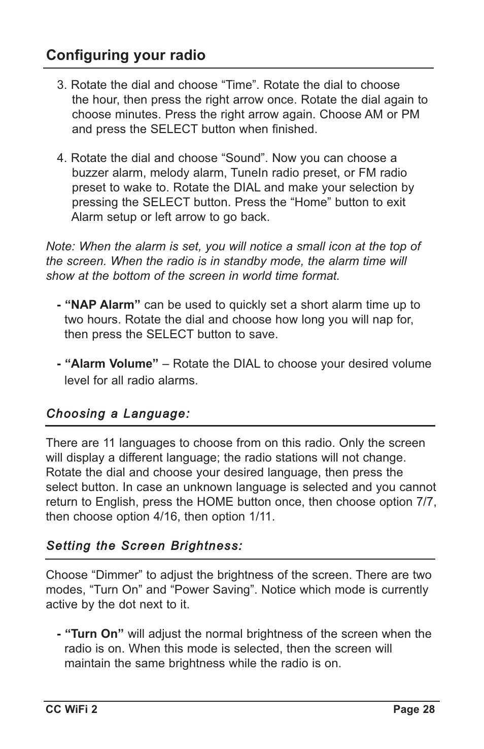 Configuring your radio | C. Crane CWF2WR User Manual | Page 28 / 35