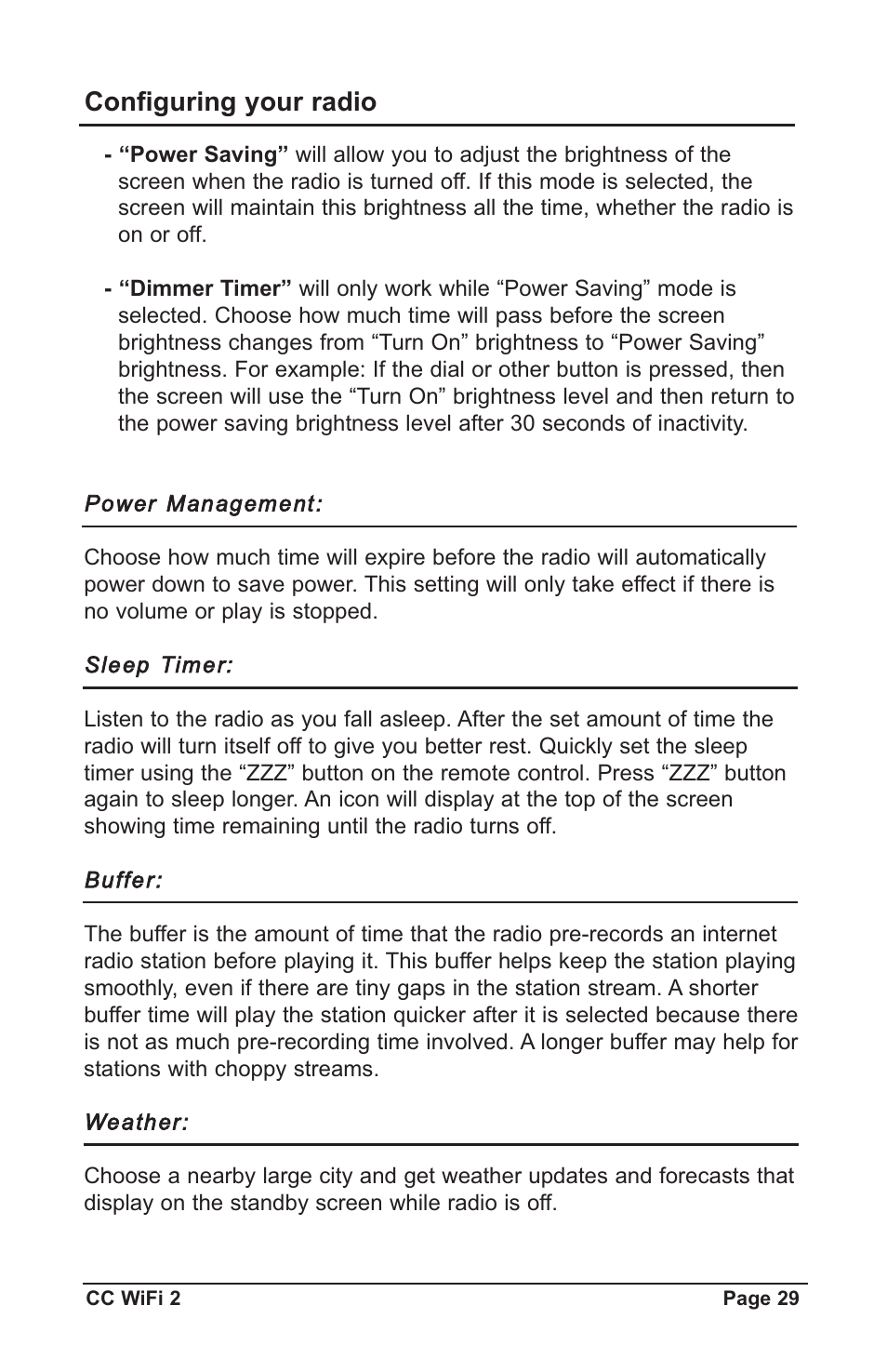 Configuring your radio | C. Crane CWF2WR User Manual | Page 29 / 35