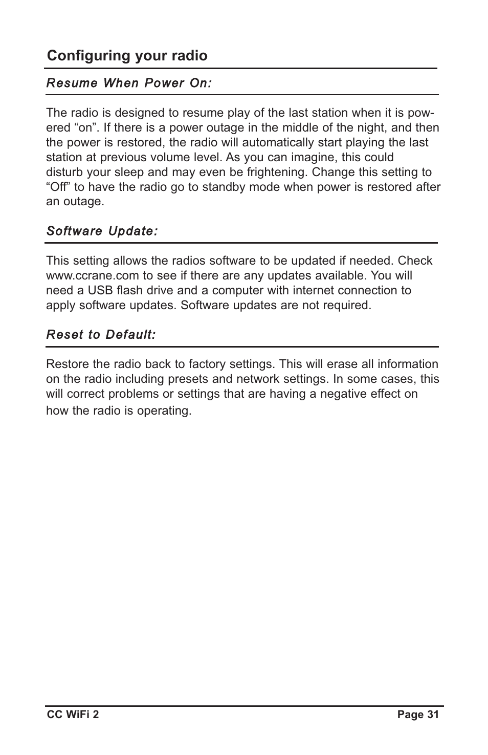 Configuring your radio | C. Crane CWF2WR User Manual | Page 31 / 35