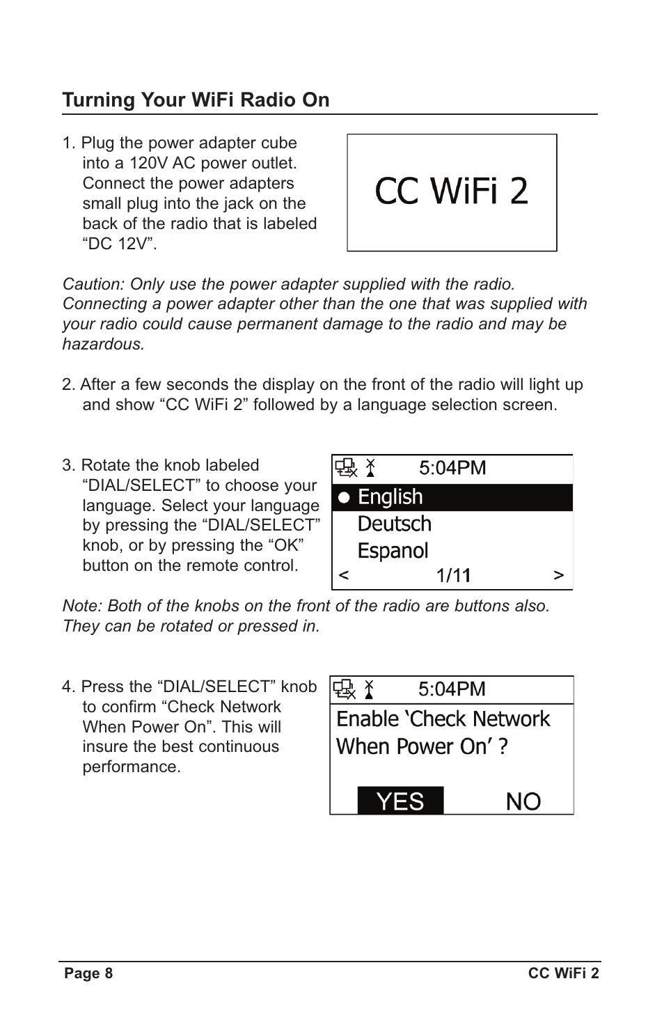 Turning your wifi radio on | C. Crane CWF2WR User Manual | Page 8 / 35