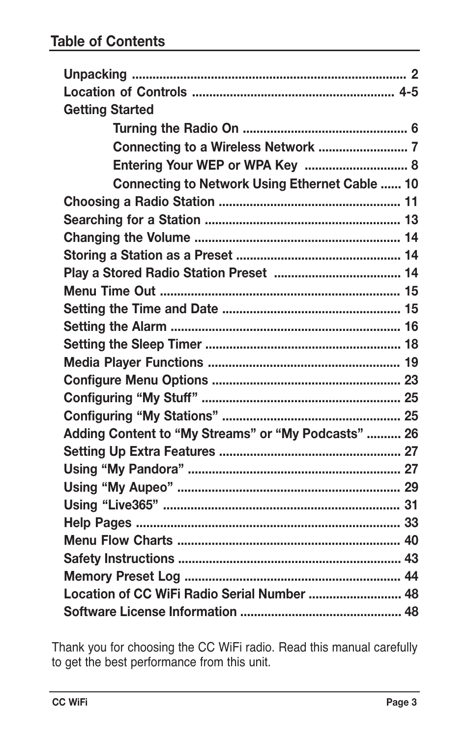 C. Crane CWFR User Manual | Page 3 / 48