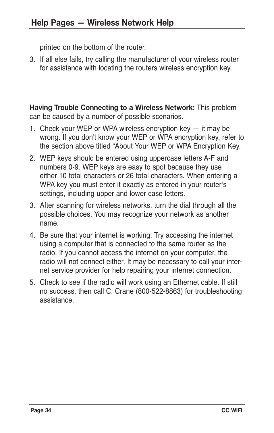 Help pages — wireless network help | C. Crane CWFR User Manual | Page 34 / 48