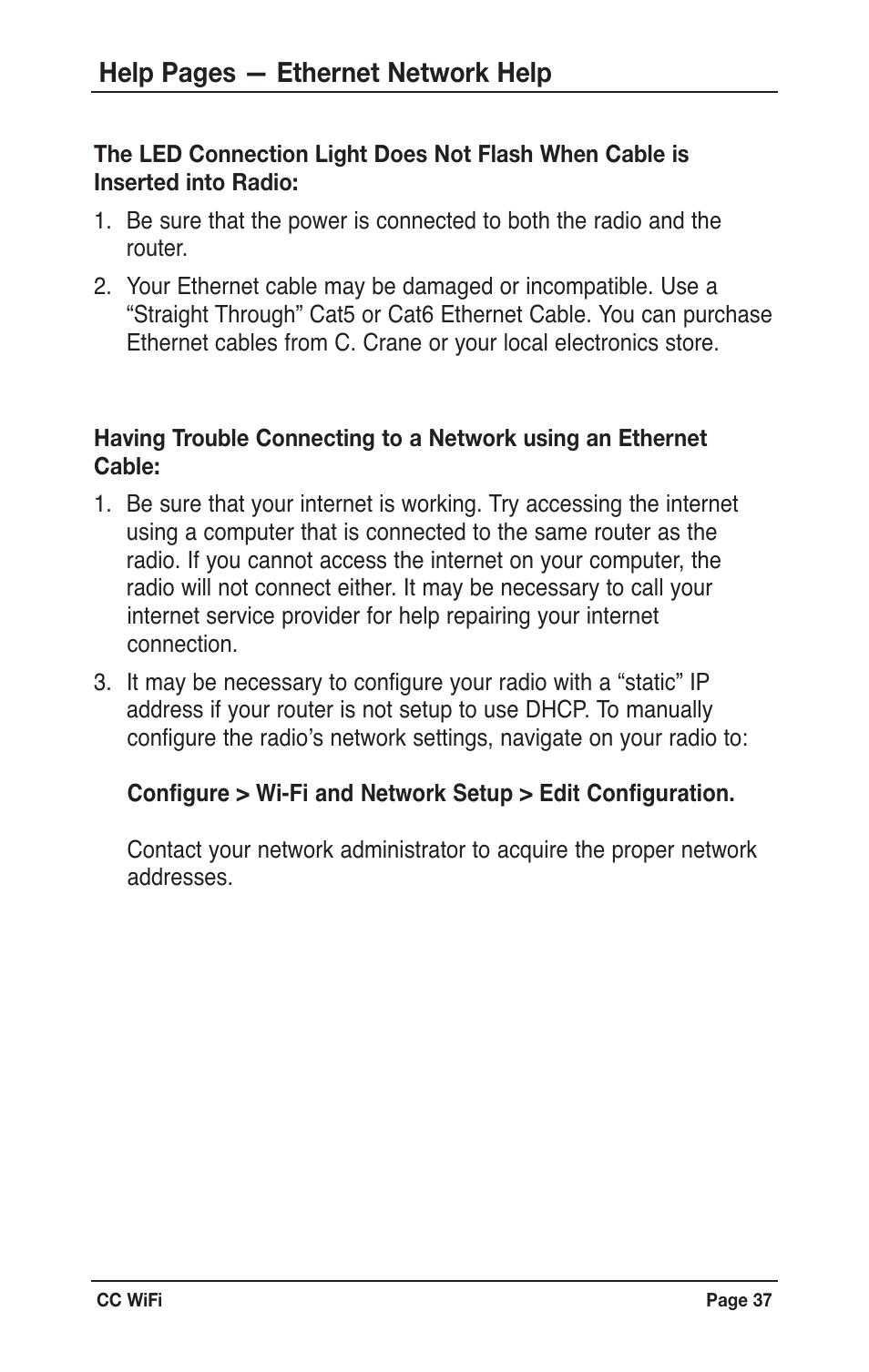 Help pages — ethernet network help | C. Crane CWFR User Manual | Page 37 / 48