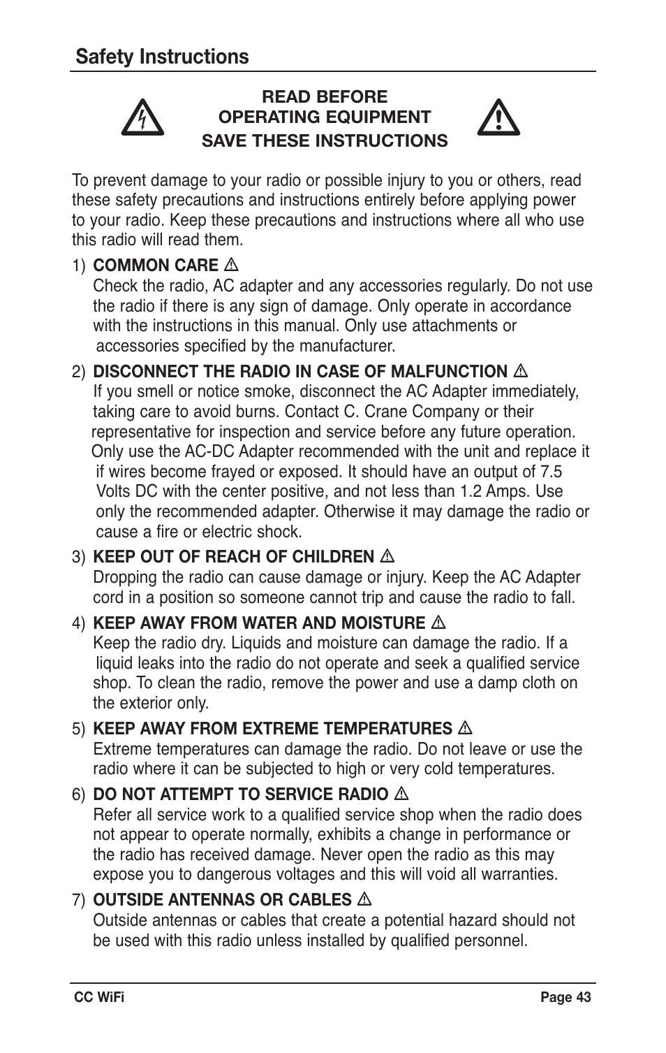 C. Crane CWFR User Manual | Page 43 / 48