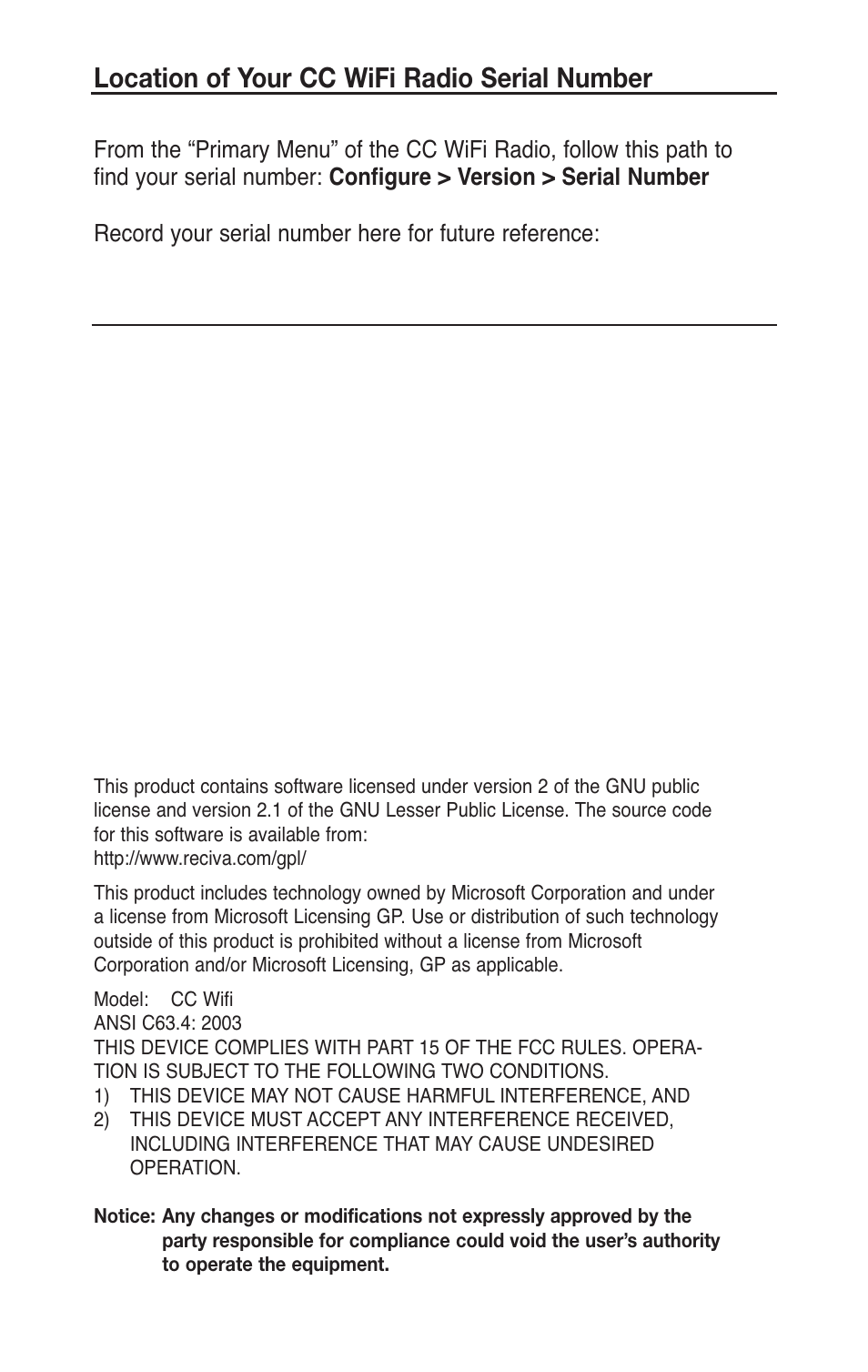 Location of your cc wifi radio serial number | C. Crane CWFR User Manual | Page 48 / 48