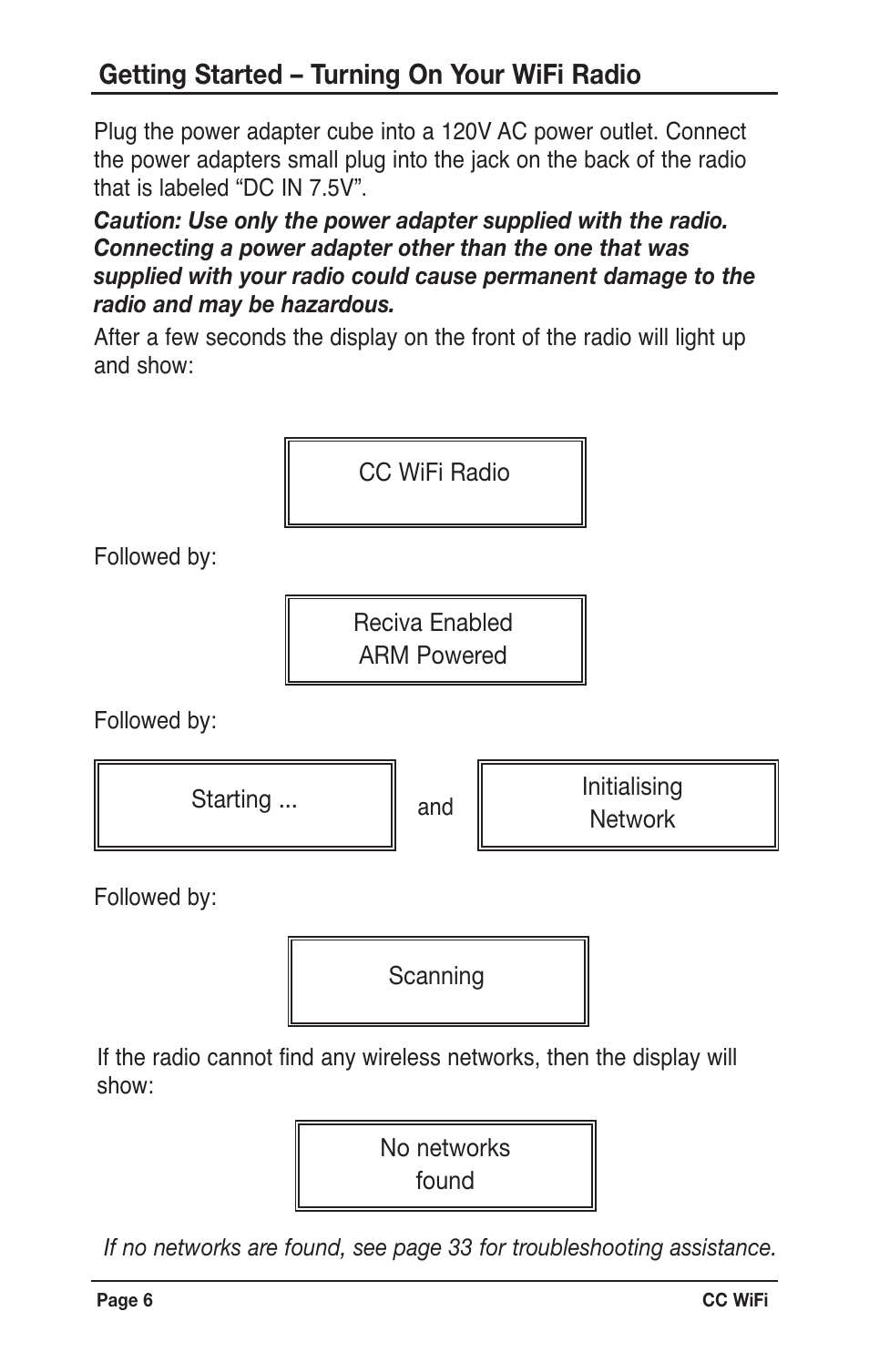 Getting started – turning on your wifi radio | C. Crane CWFR User Manual | Page 6 / 48