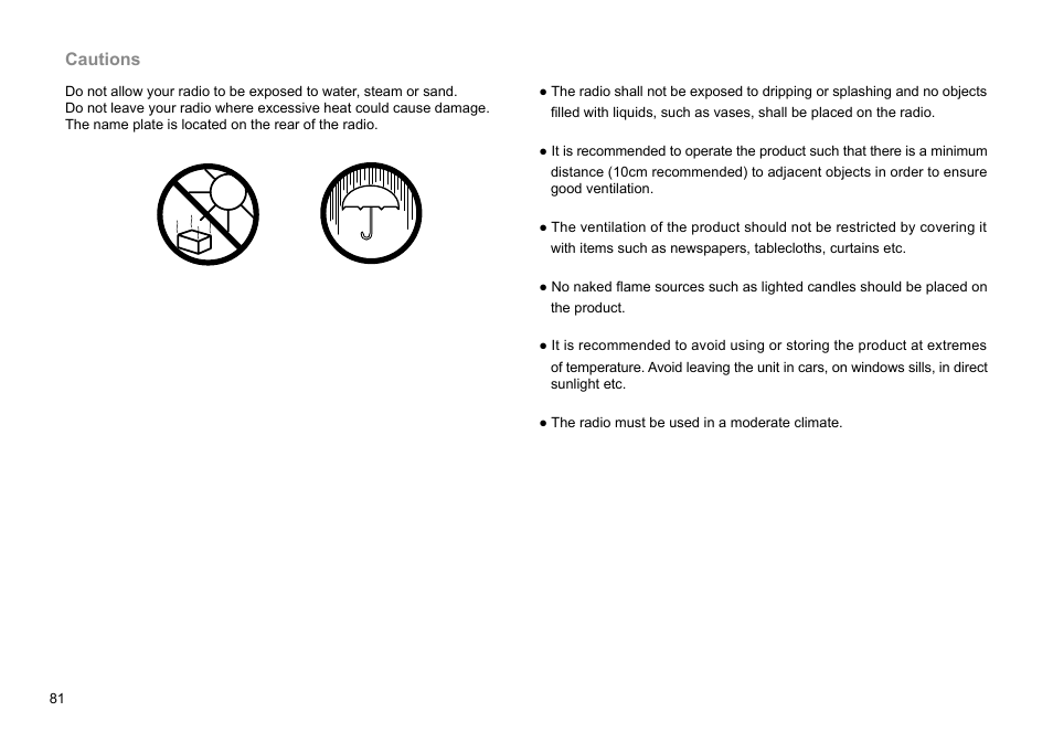 Cautions | C. Crane WFR-28 FM-RDS User Manual | Page 82 / 83