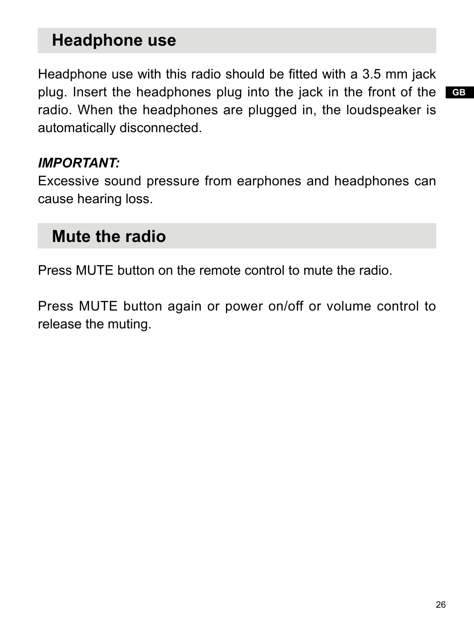 Headphone use, Mute the radio | C. Crane WR-2A User Manual | Page 27 / 30
