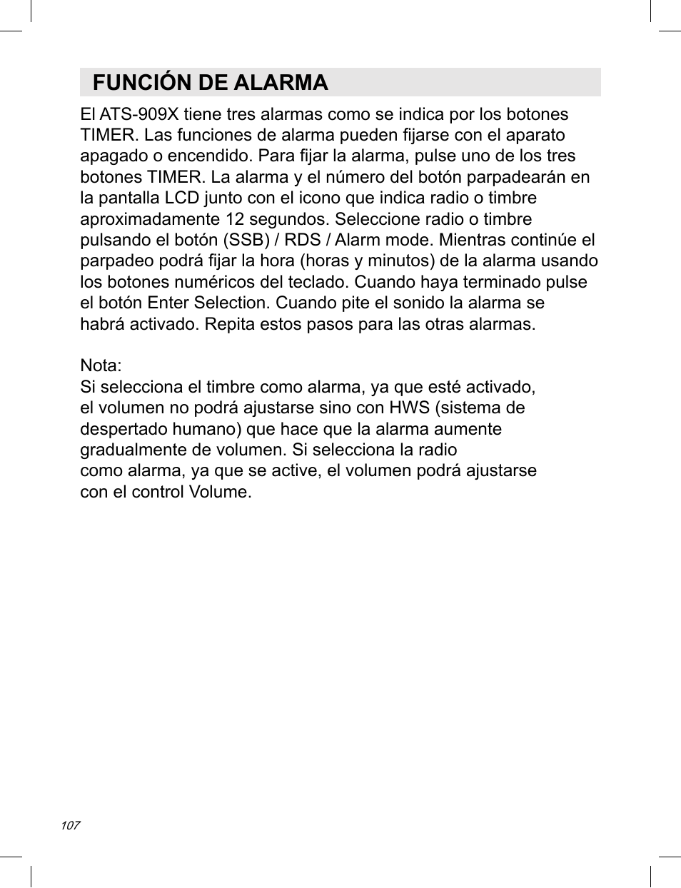 Función de alarma | C. Crane ATS-909X User Manual | Page 108 / 202