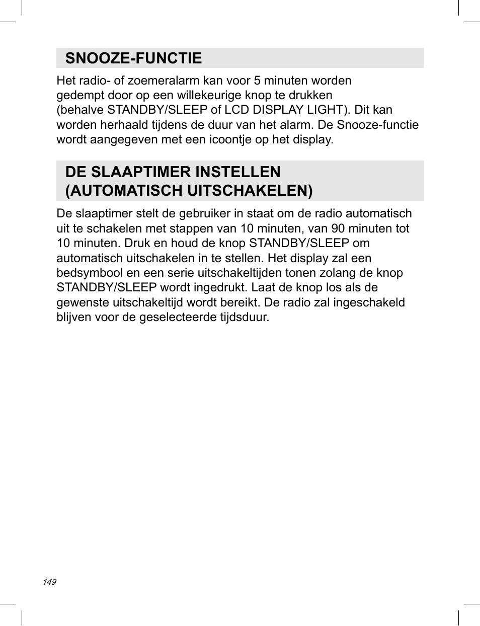 Snooze-functie, De slaaptimer instellen (automatisch uitschakelen) | C. Crane ATS-909X User Manual | Page 150 / 202