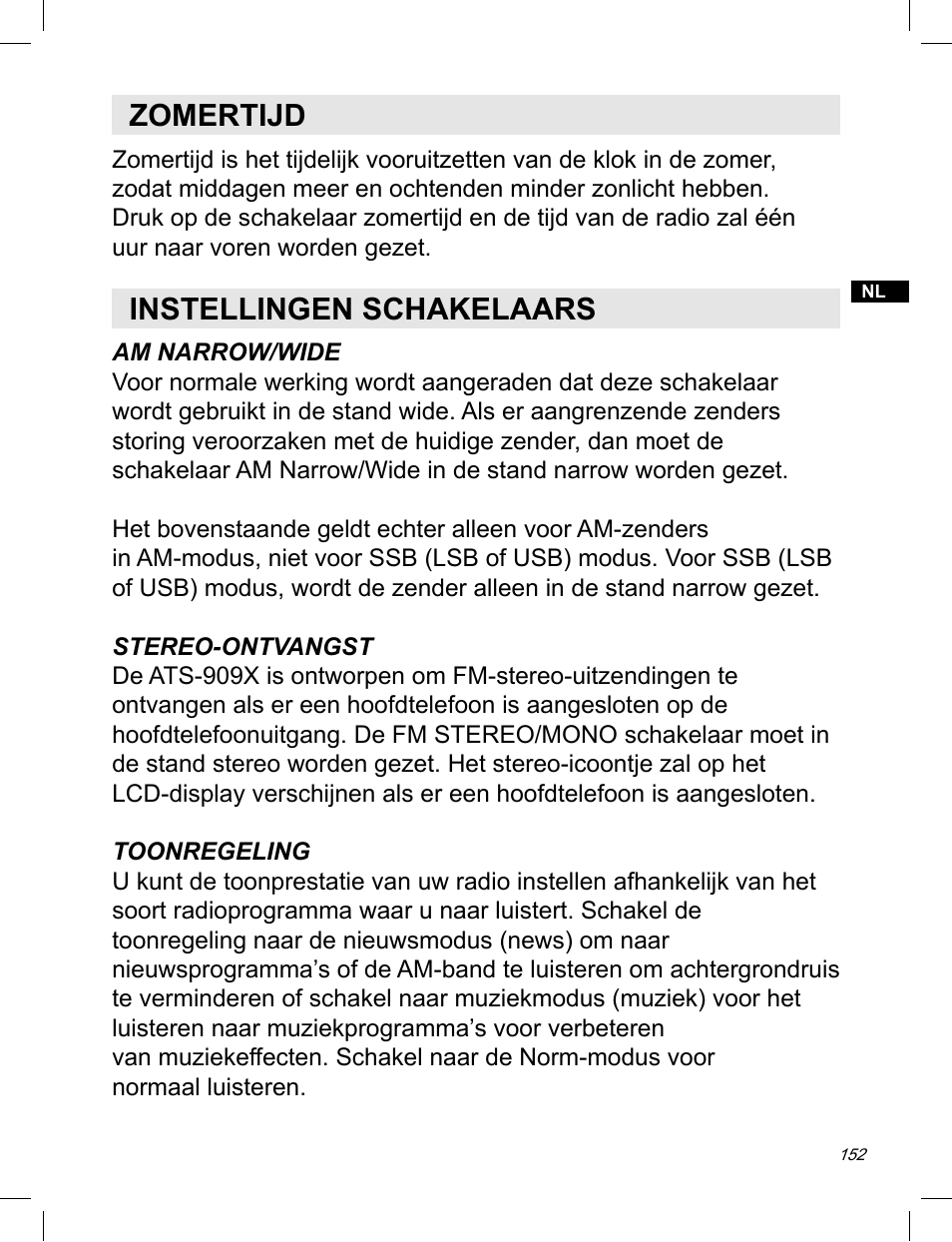 Zomertijd, Instellingen schakelaars | C. Crane ATS-909X User Manual | Page 153 / 202
