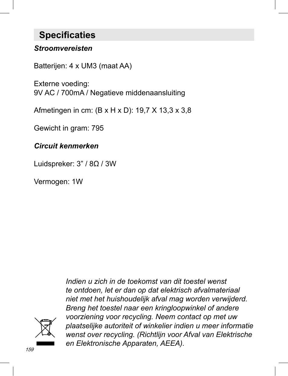 Specificaties | C. Crane ATS-909X User Manual | Page 160 / 202