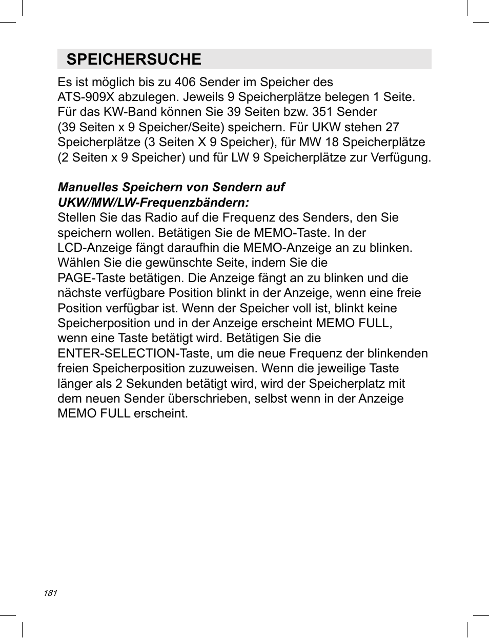 Speichersuche | C. Crane ATS-909X User Manual | Page 182 / 202