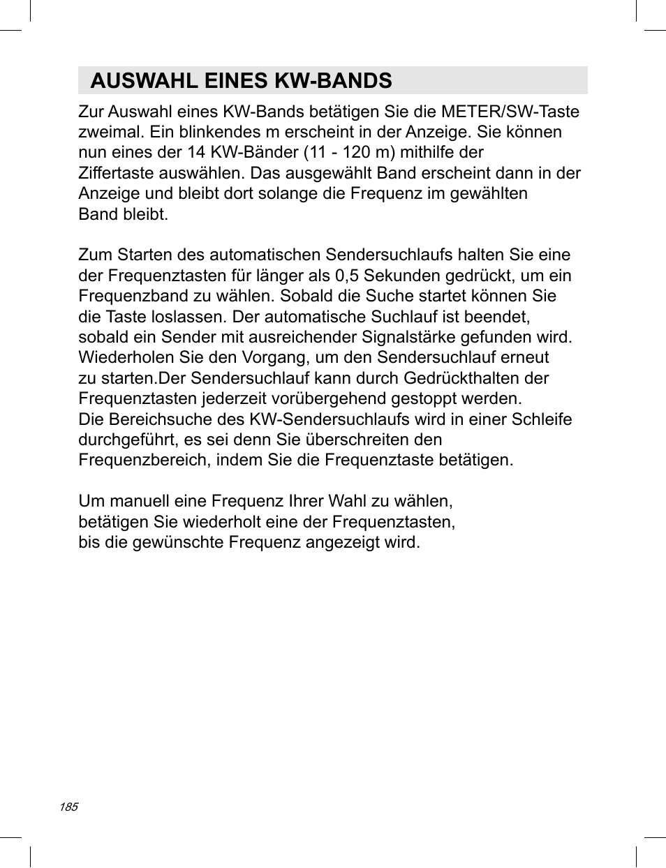 Auswahl eines kw-bands | C. Crane ATS-909X User Manual | Page 186 / 202