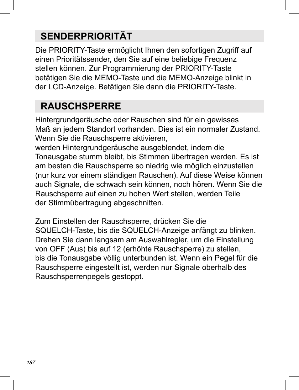 Senderpriorität, Rauschsperre | C. Crane ATS-909X User Manual | Page 188 / 202