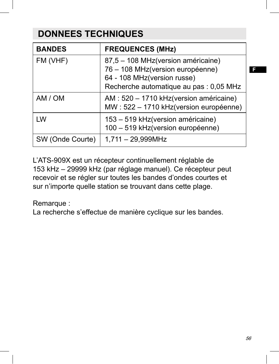 Donnees techniques | C. Crane ATS-909X User Manual | Page 57 / 202