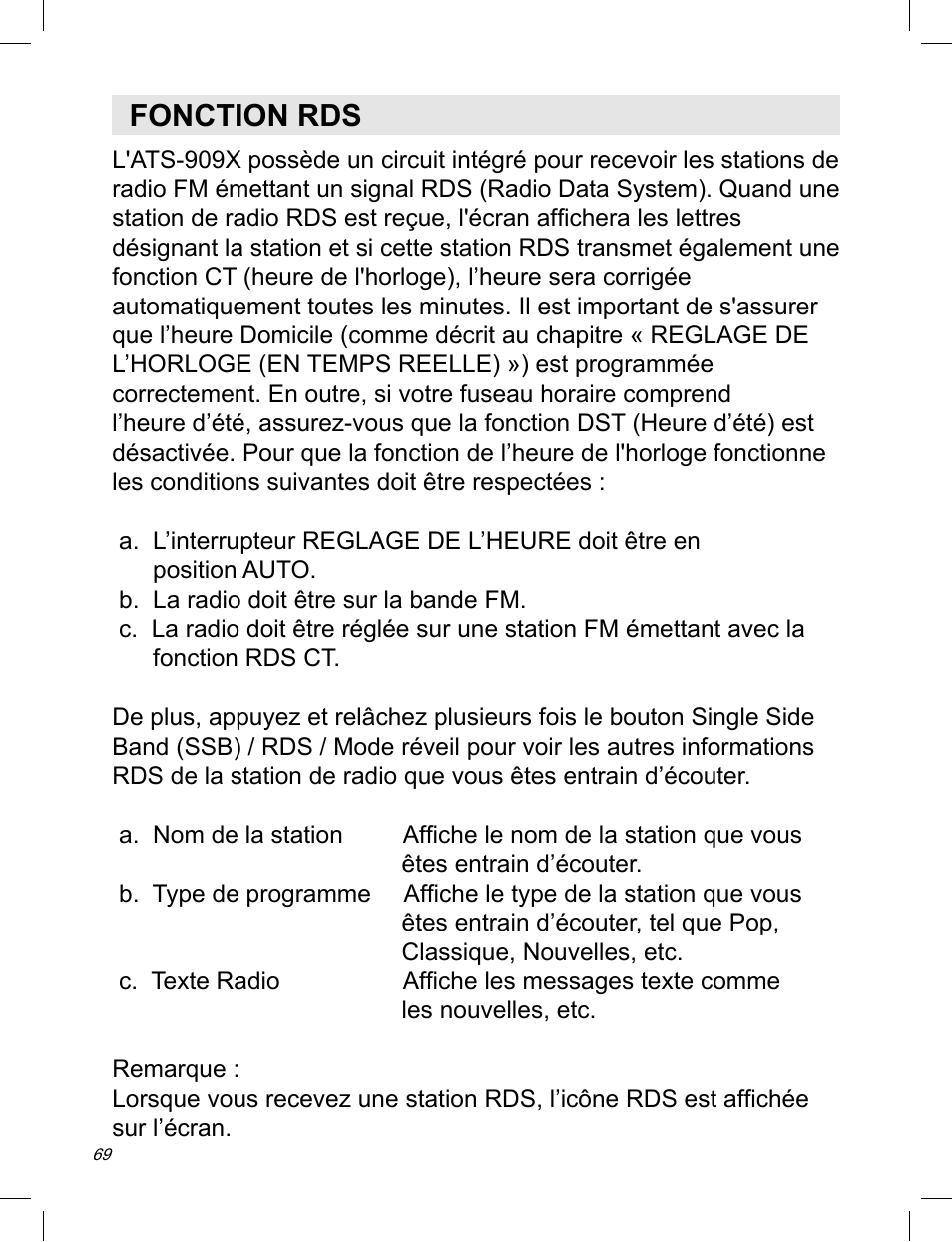 Fonction rds | C. Crane ATS-909X User Manual | Page 70 / 202