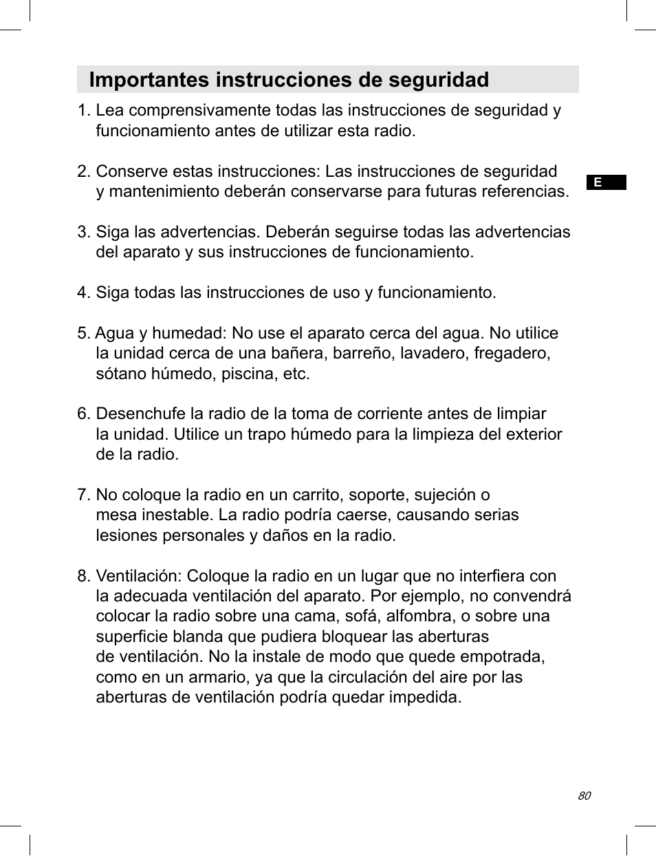 Importantes instrucciones de seguridad | C. Crane ATS-909X User Manual | Page 81 / 202
