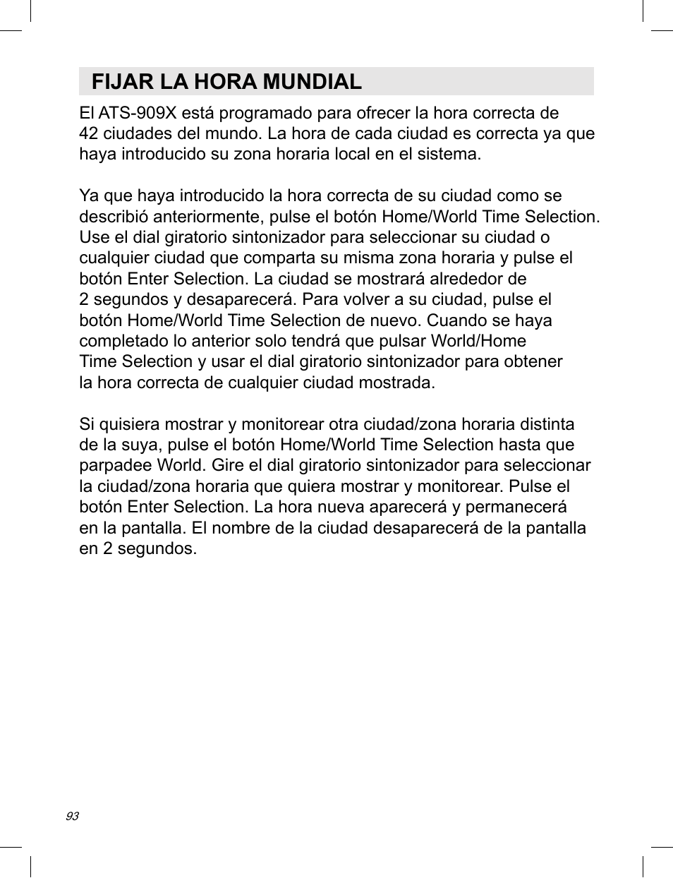 Fijar la hora mundial | C. Crane ATS-909X User Manual | Page 94 / 202