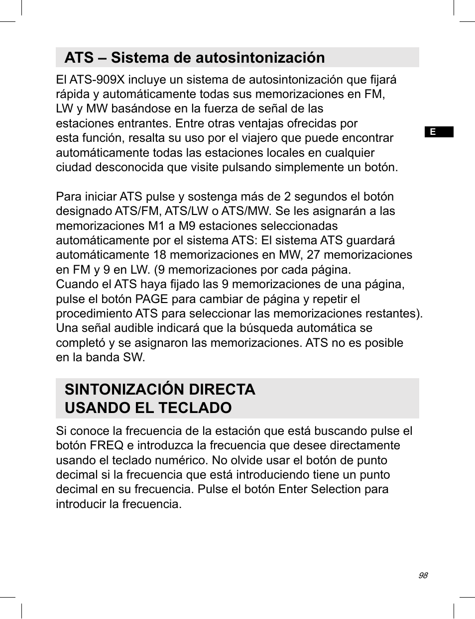 Ats – sistema de autosintonización, Sintonización directa usando el teclado | C. Crane ATS-909X User Manual | Page 99 / 202