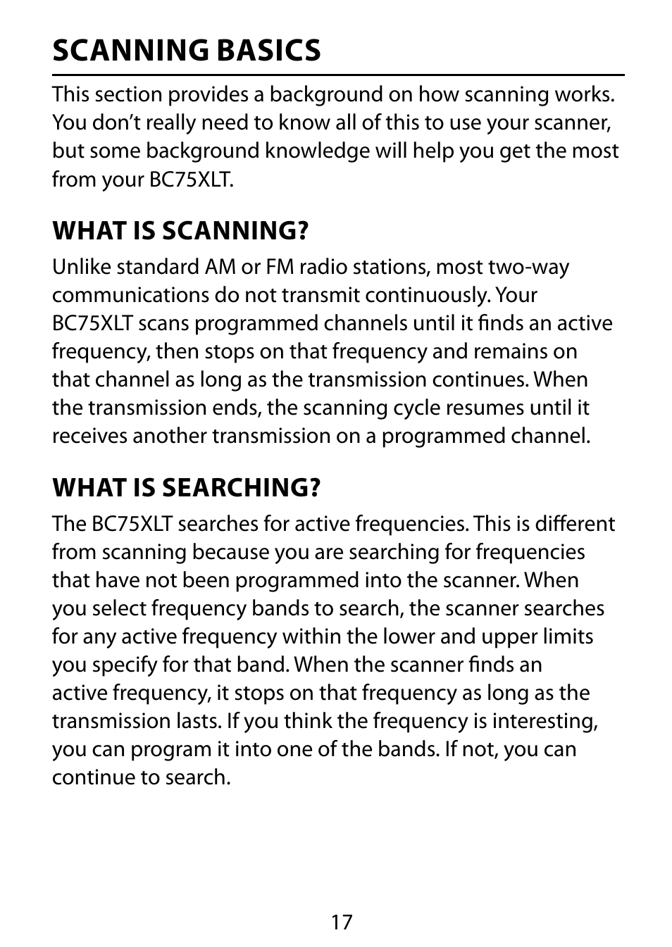 Scanning basics | C. Crane BC75XLT User Manual | Page 17 / 60