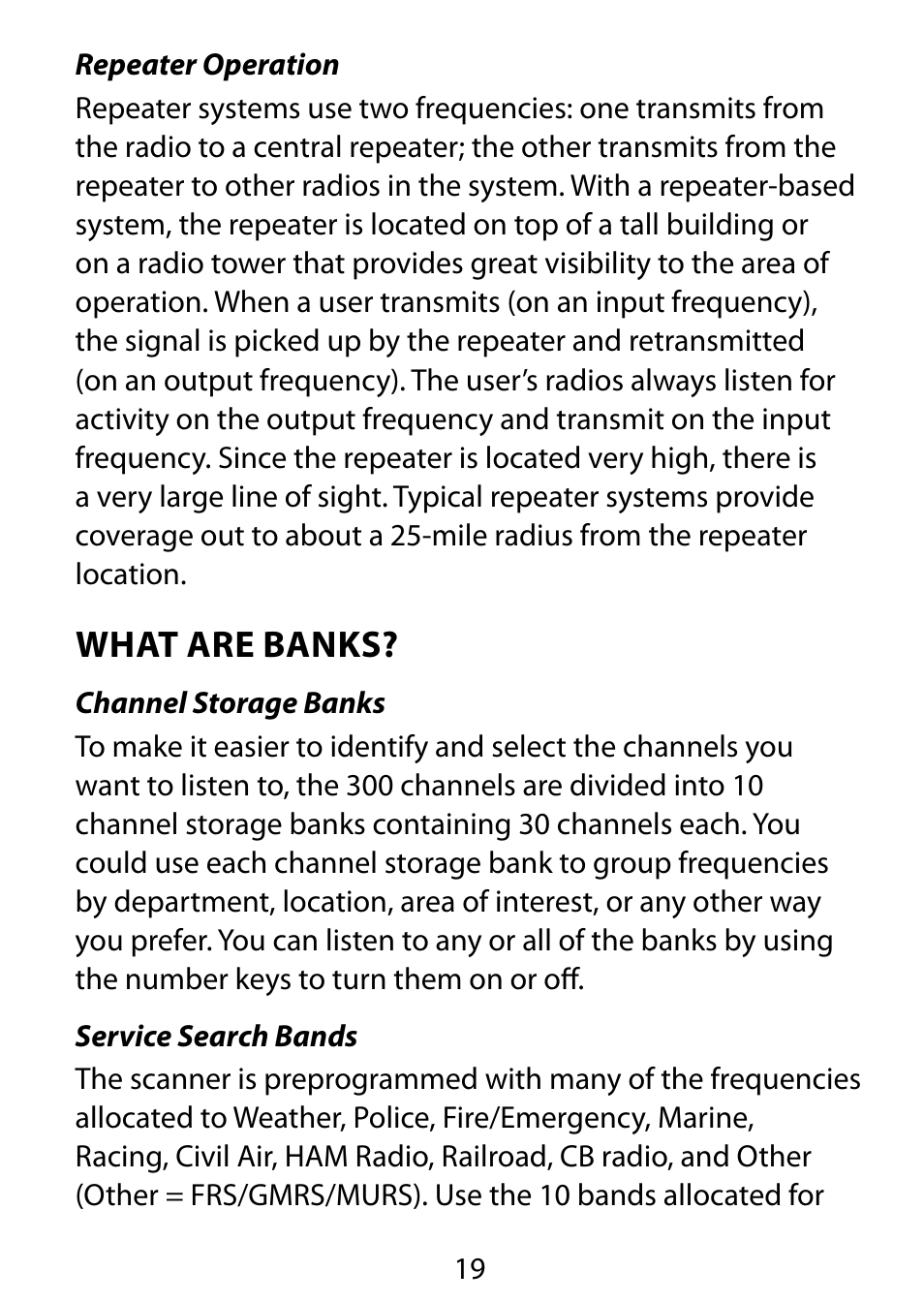 What are banks | C. Crane BC75XLT User Manual | Page 19 / 60