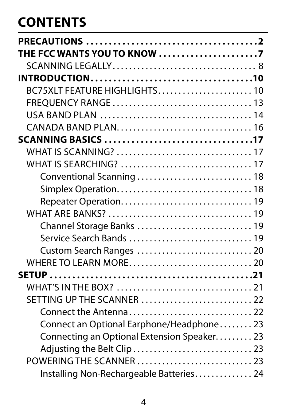 C. Crane BC75XLT User Manual | Page 4 / 60