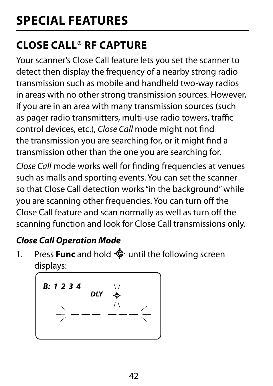 Special features, Close call® rf capture | C. Crane BC75XLT User Manual | Page 42 / 60