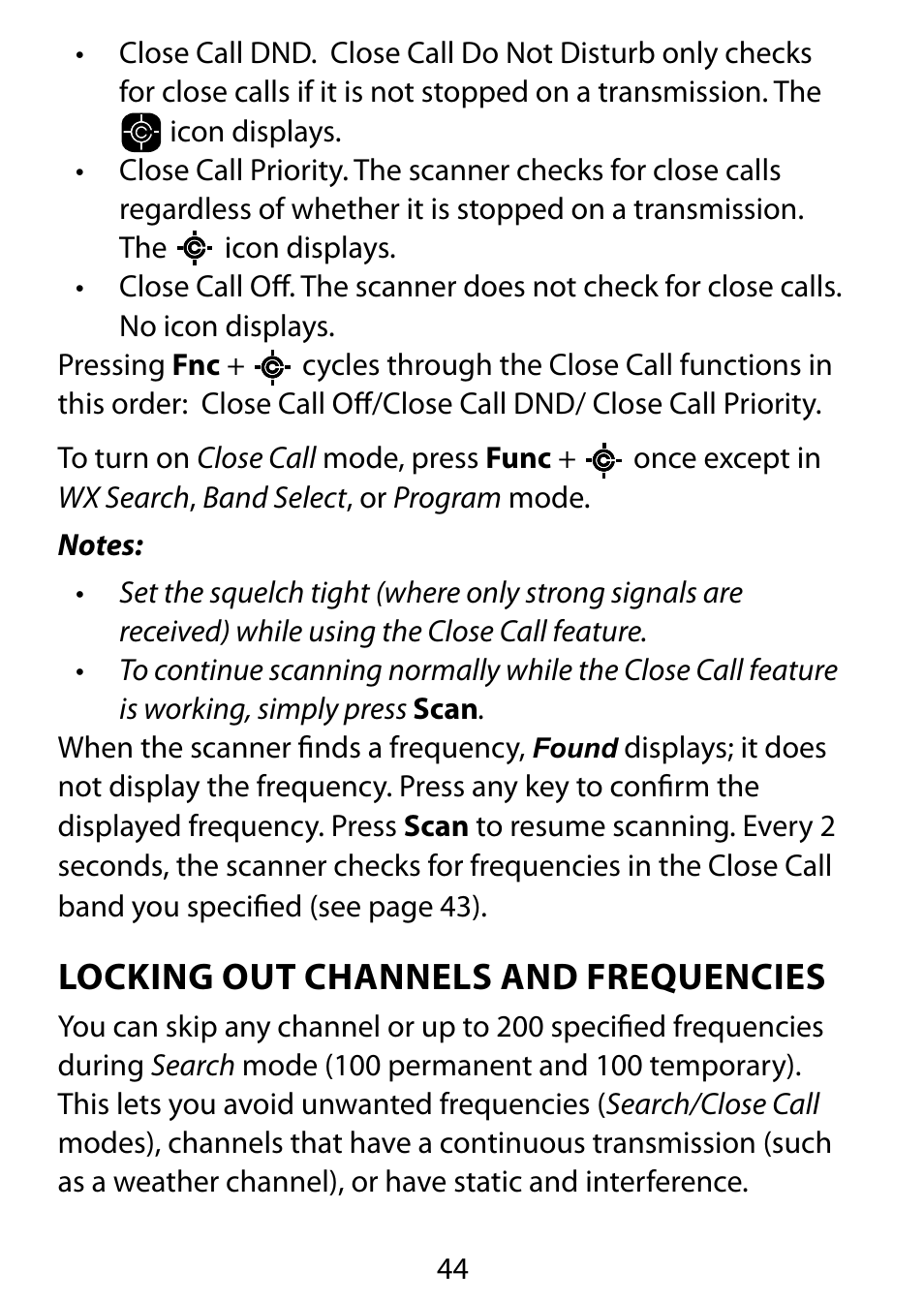 Locking out channels and frequencies | C. Crane BC75XLT User Manual | Page 44 / 60