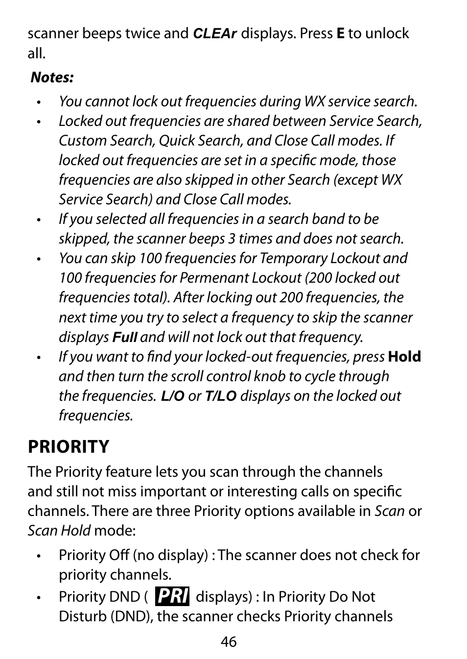 Priority | C. Crane BC75XLT User Manual | Page 46 / 60
