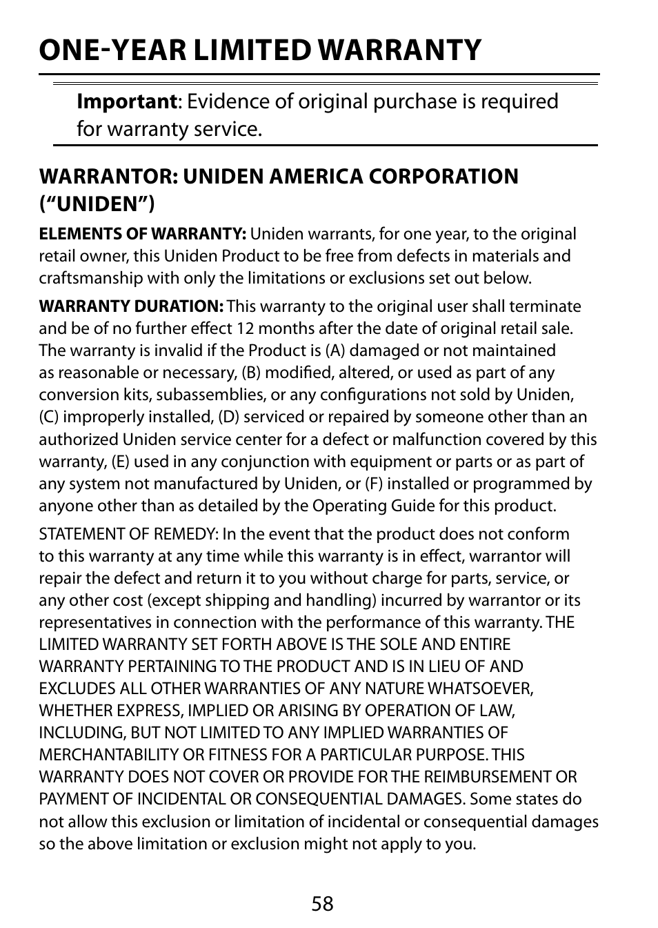 One-year limited warranty | C. Crane BC75XLT User Manual | Page 58 / 60
