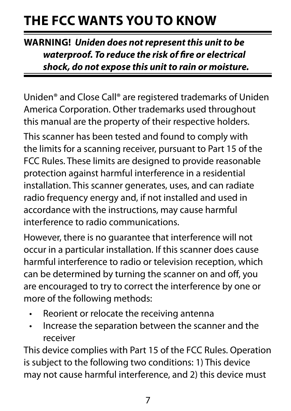 The fcc wants you to know | C. Crane BC75XLT User Manual | Page 7 / 60