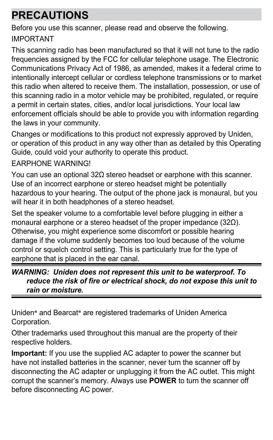 Precautions | C. Crane BC345CRS User Manual | Page 2 / 30