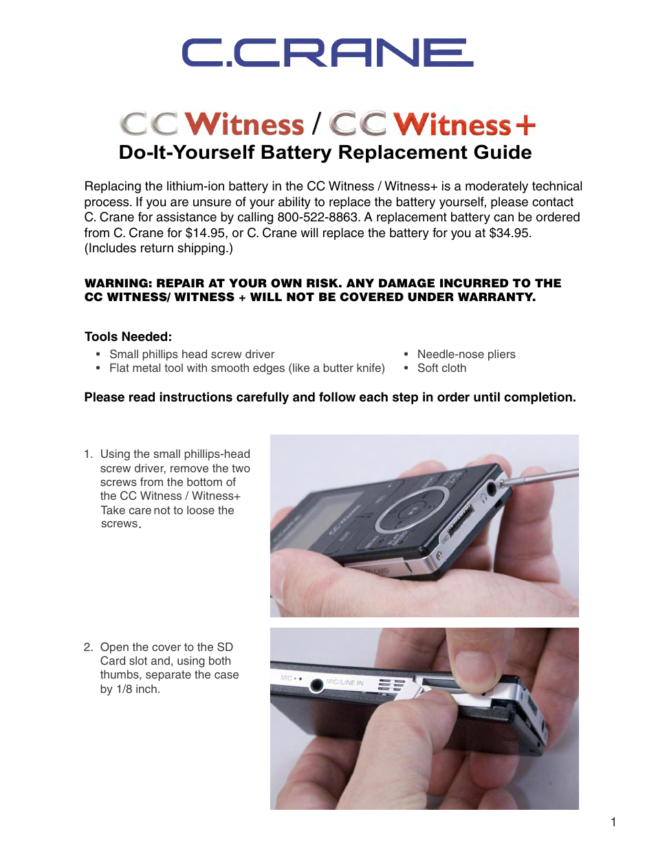 C. Crane Witness Plus User Manual | 4 pages