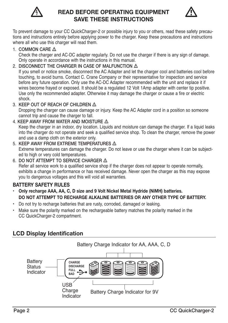 C. Crane QC2 User Manual | Page 2 / 4