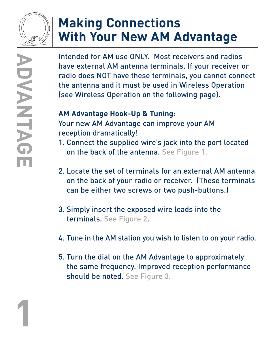 Ad vant a ge, Making connections with your new am advantage | C. Crane TR1 User Manual | Page 2 / 6