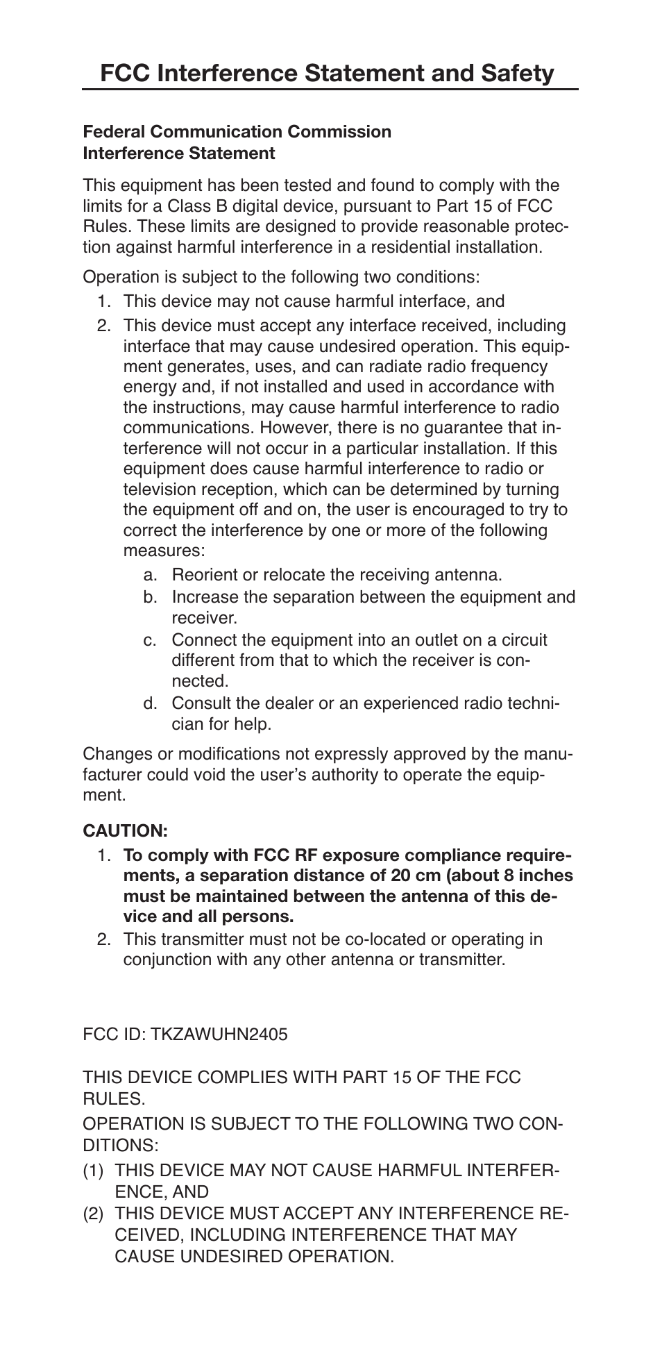 Fcc interference statement and safety | C. Crane US3R User Manual | Page 16 / 16
