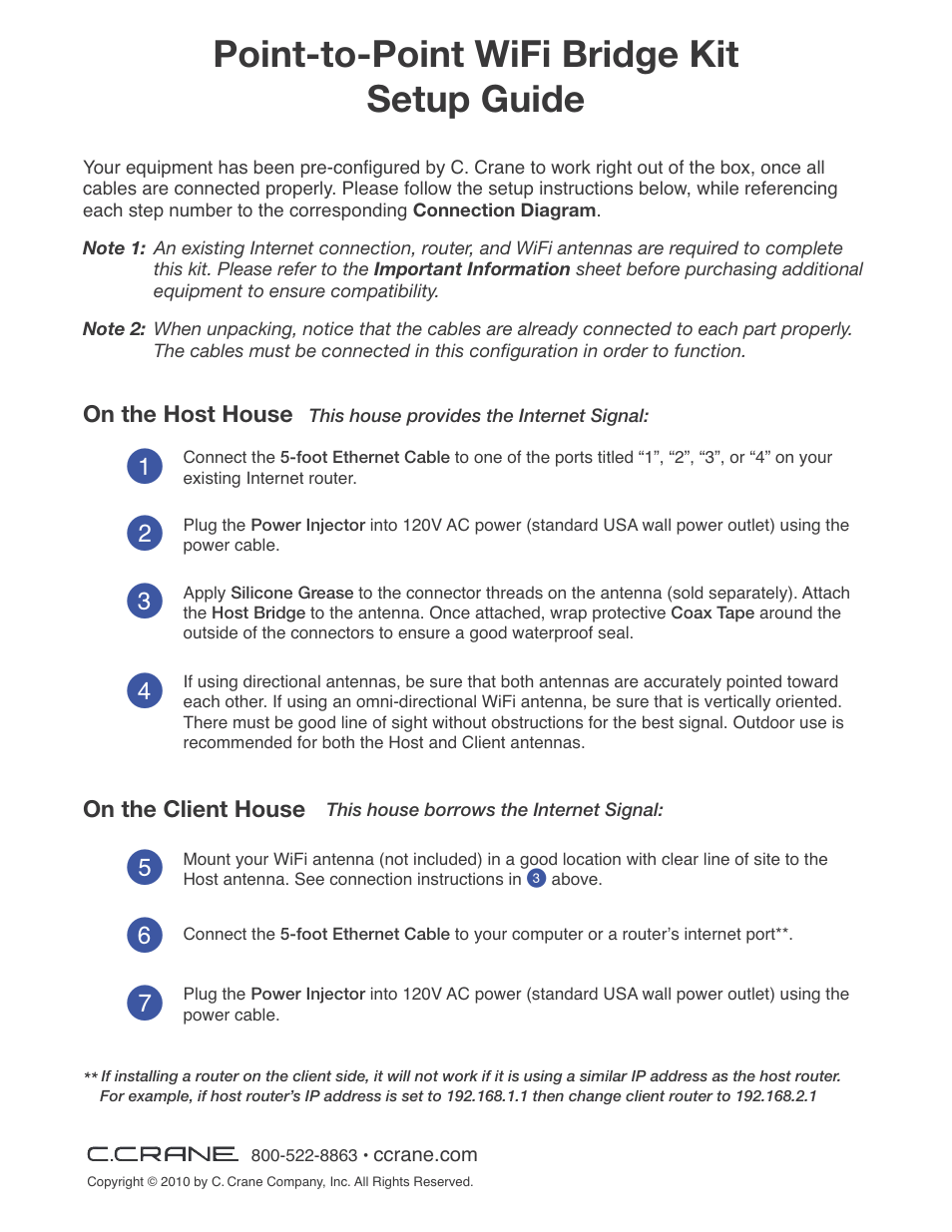 C. Crane WBK Setup Guide User Manual | 1 page