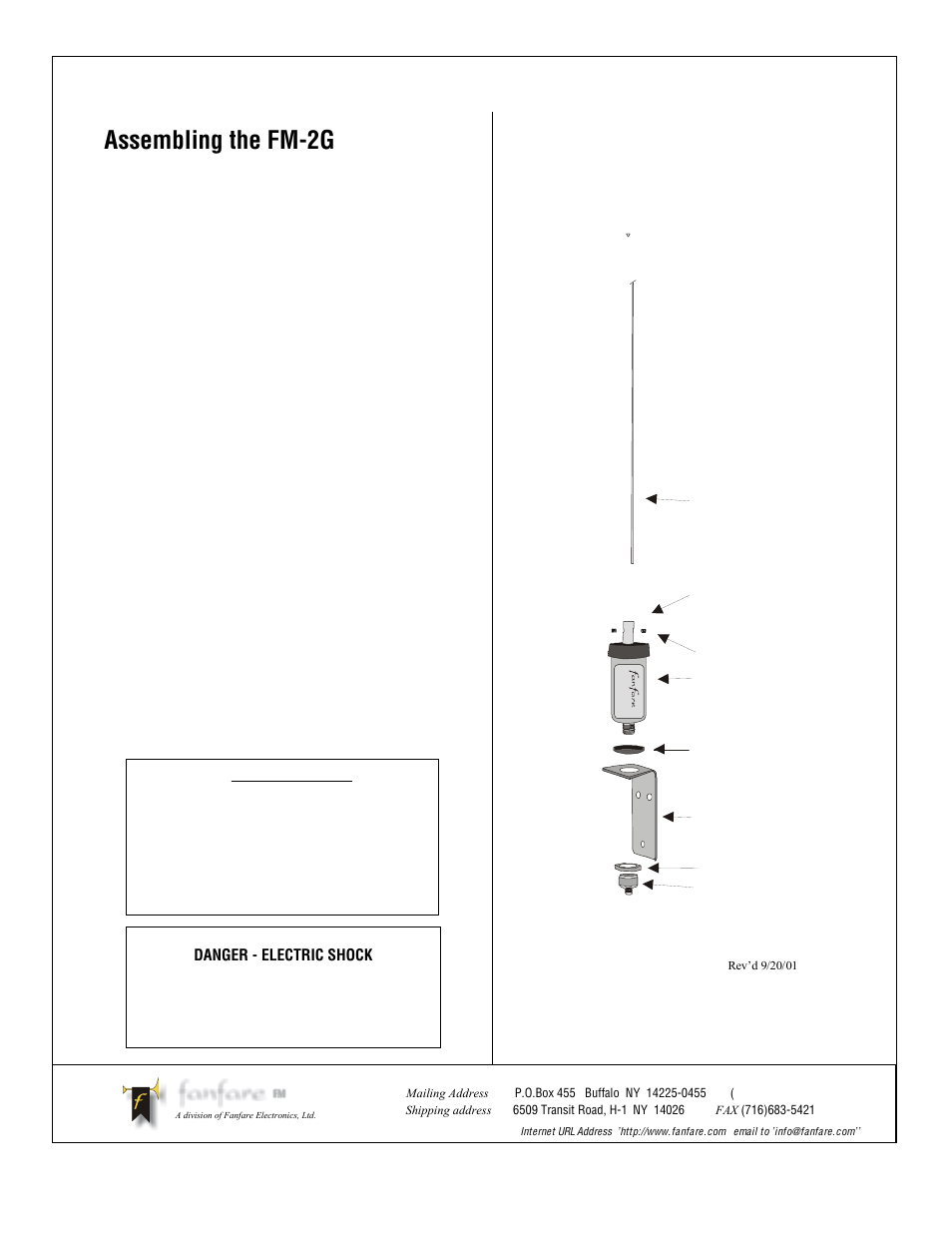 Fanfare-fm-antenna, Fanfare, Assembling the fm-2g | C. Crane Fanfare FM Antenna User Manual | Page 2 / 2