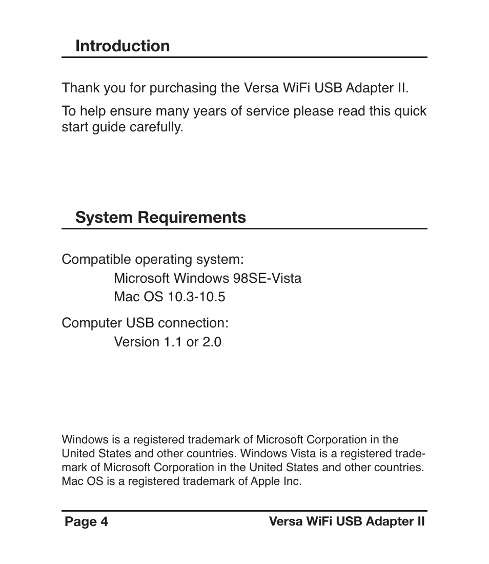 Introduction, System requirements | C. Crane Versa WiFi USB Adapter II User Manual | Page 4 / 28