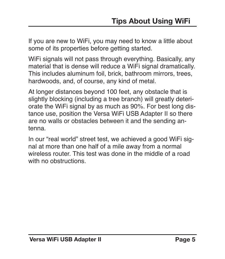 Tips about using wifi | C. Crane Versa WiFi USB Adapter II User Manual | Page 5 / 28