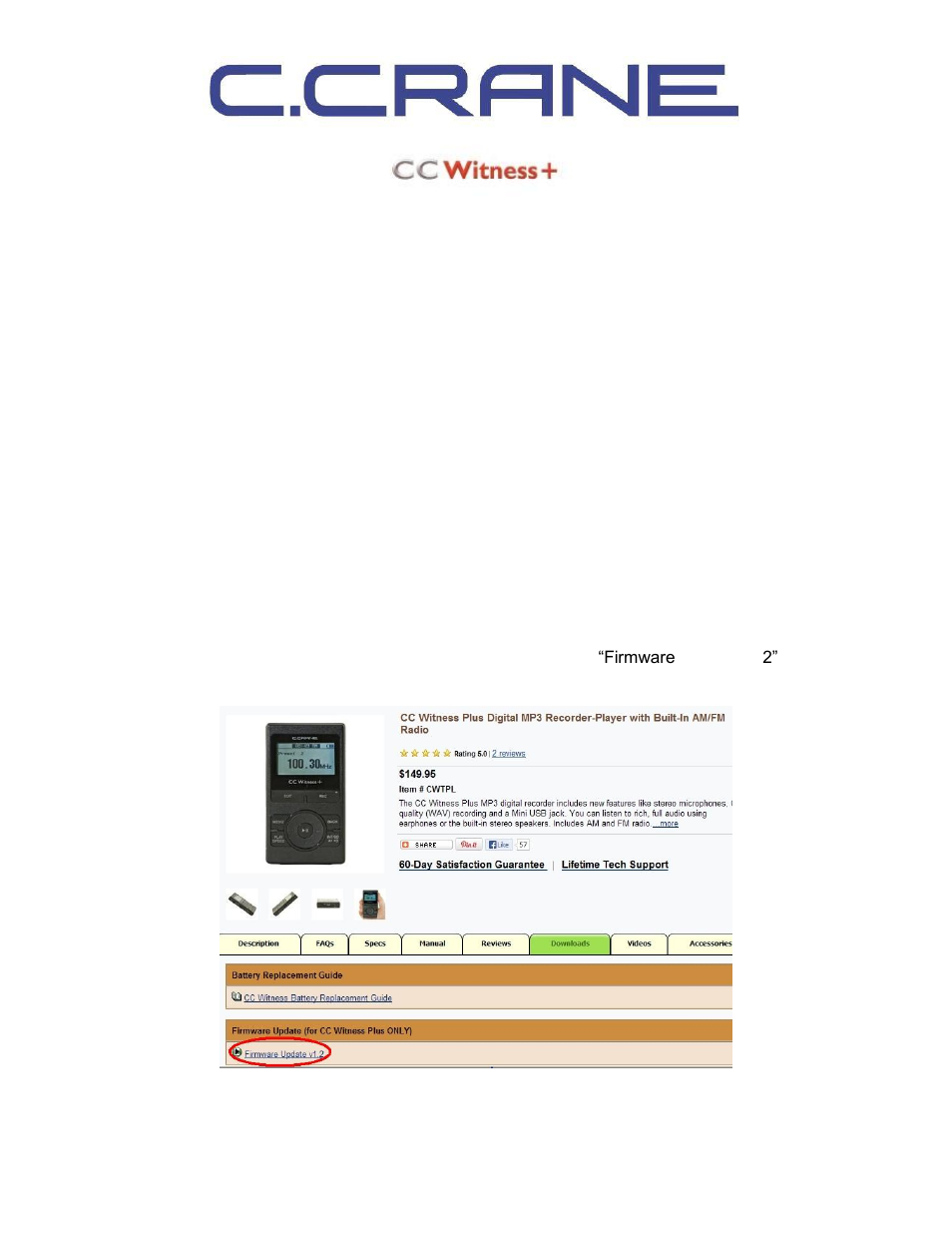 C. Crane Witness Plus User Manual | 5 pages