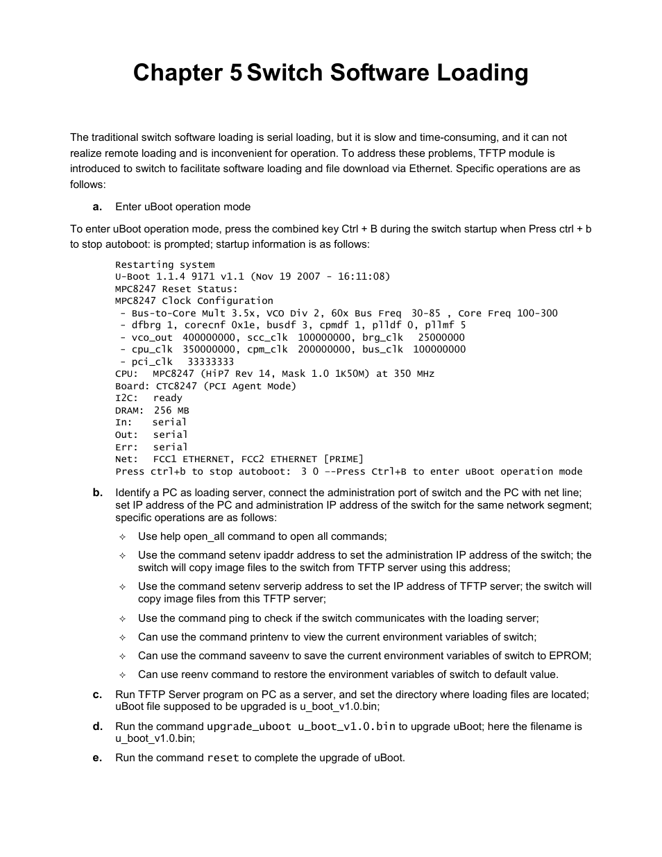 Chapter 5 switch software loading | CANOGA PERKINS 9171 Metro Ethernet Routing Switch User Manual | Page 20 / 26