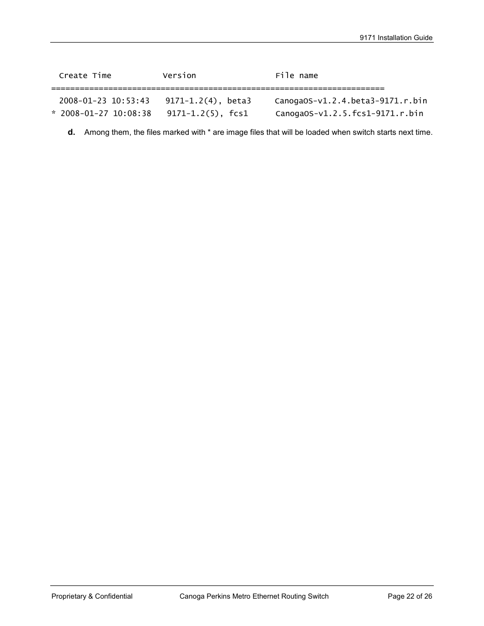 CANOGA PERKINS 9171 Metro Ethernet Routing Switch User Manual | Page 22 / 26