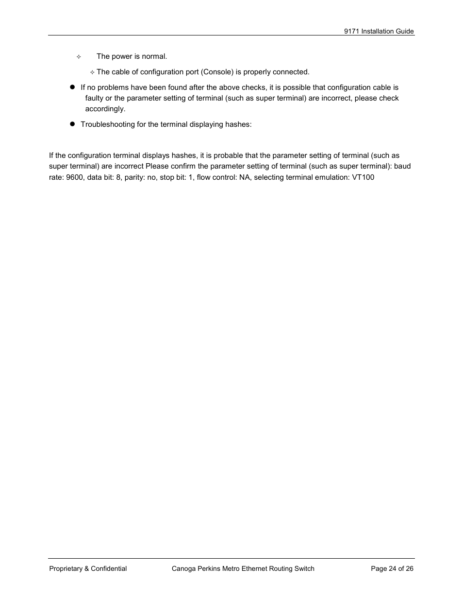 CANOGA PERKINS 9171 Metro Ethernet Routing Switch User Manual | Page 24 / 26