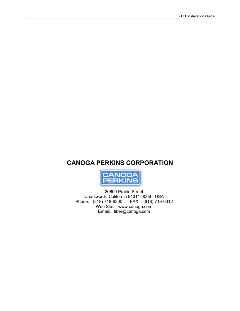 Canoga perkins corporation | CANOGA PERKINS 9171 Metro Ethernet Routing Switch User Manual | Page 26 / 26